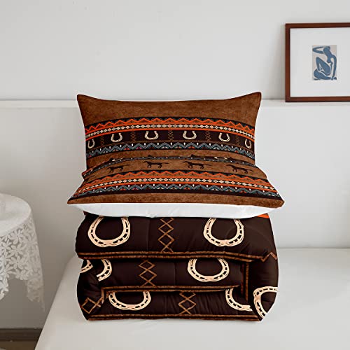 Southwestern Wild Horses Comforter Horse Comforter Set For Boys Girls Kids Aztec Native American Bedding Set Exotic Tribal Elements Down Alternative Comforter For All Season Room Decor Queen Size 3Pcs #TOP4