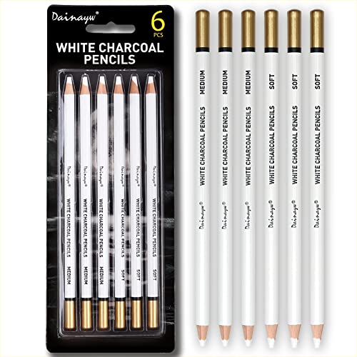 Dainayw DN6WT White Charcoal Pencils Drawing Set cover