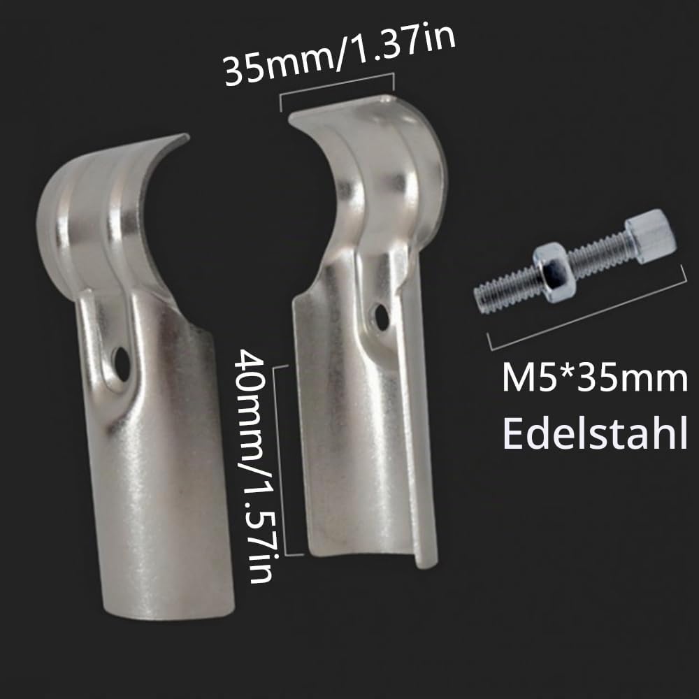 TopHomer 8 Stück Endschienenklemme, 3,5 cm Edelstahl T-Rohrschelle Verbindungsstück Kettenglied-Zaunklemmen mit Schrauben und Muttern für Zuhause, Lager, Geschäfte