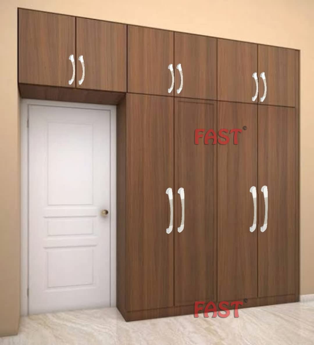 FAST CP Pandadi Chrome Plated and Stainless Steel Silver Finish Furniture Cabinet Pull Handle for Cabinets Door & Drawer 2pcs (160mm 8inch) 2
