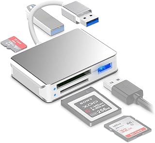 【Upgraded Version】 XQD SD Card Reader Dock Station, USB 3.0 XQD Card Adapter Read & Write for XQD Card, SD/TF Card, Dual USB 3.0 Port 5Gpbs Super Speed for USB Laptop etc, for Windows/Mac OS System