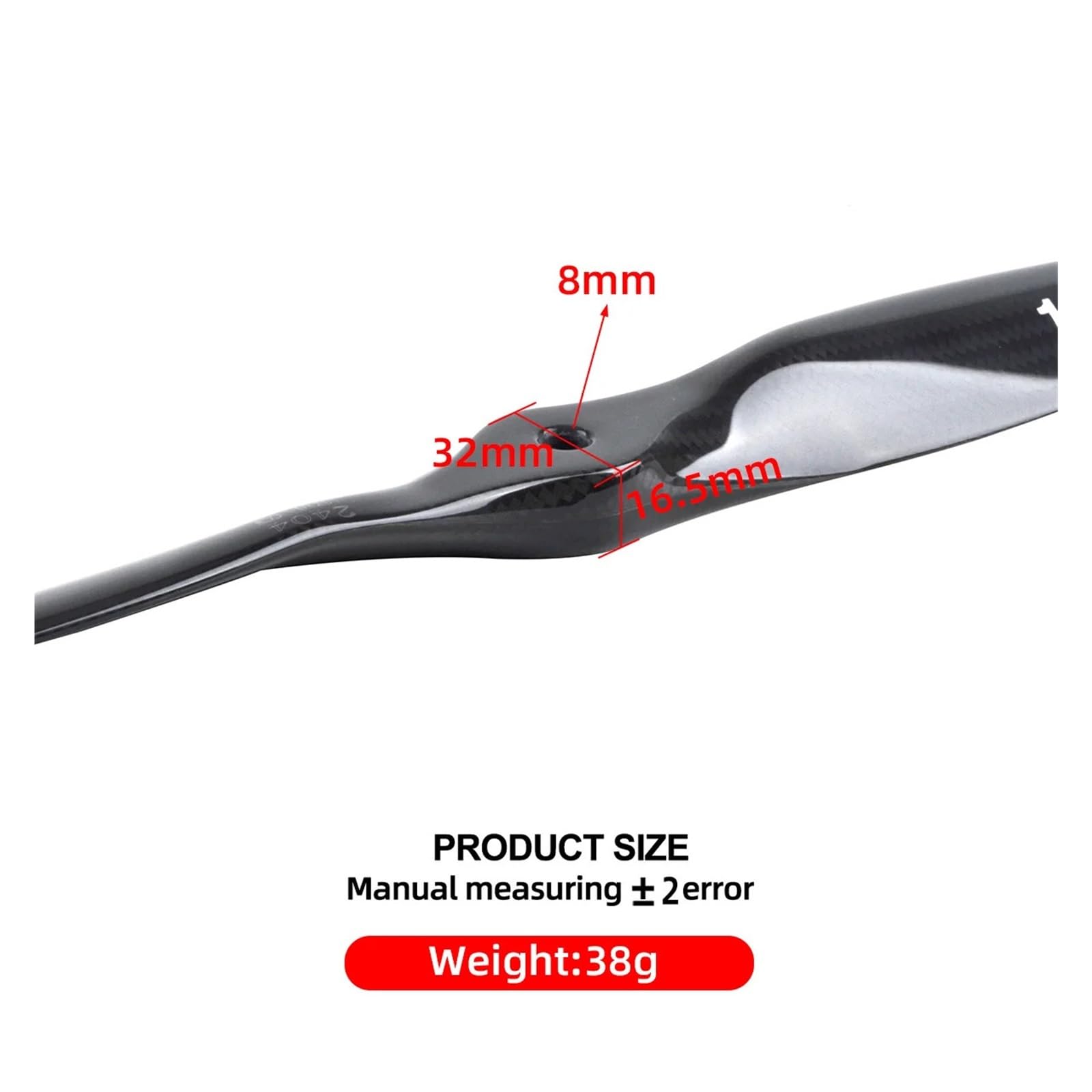 Hélice de avión RC Fibra Carbono 18x8 19x10 20x10 22x10 Tejido aeroespacial, Compatible con Motores(1808E-CF)