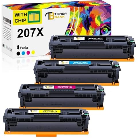 [With Chip] Toner Bank Compatible Toner Cartridge Replacement for HP 207A 207X Color Laserjet Pro MFP M283fdw M255dw M282nw M283fdn M255nw W2210X W2211X W2212X W2213X Ink - Black Cyan Yellow Magenta Cover