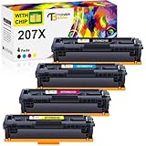 Lot de 4 Cartouches de Toner 207X 207A pour HP Color Laserjet Pro MFP M283fdw M255dw M282nw M283fdn M255nw M283 M255 M282 W2210X W2211X W2212X W2213X W2210A - Noir Cyan Jaune Magenta avec Puce