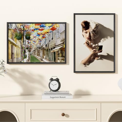 Image of 15x22 Picture Frame Oak Wood,15 inchx22 inchBlack Color Wooden Frames with Tempered Glass,22x15 inch Wall Gallery Poster Frame with No Mat,15 by 22 Frames Horizontal and Vertical for Wall Mounting