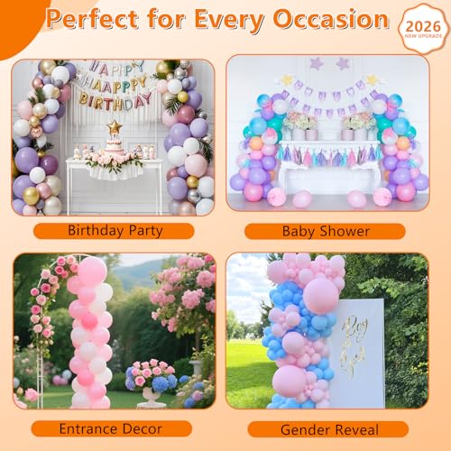 Image of Balloon Column Stand Set of 4, Adjustable Balloon Tower Pillar Kit for Wedding Decorations, Reusable Metal Balloon Stand with Floor Base for Party and Graduation Events