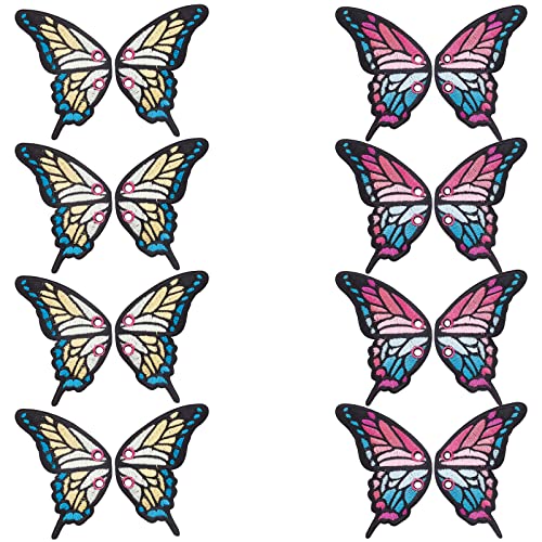 CHGCRAFT 16 Pcs 4 Style Patins à roulettes Charme Papillon Lacets Charme Informatisé Broderie Tissu Papillon Aile Chaussure Dentelle Charme Décoration pour Patins à roulettes Chaussures 86x50x2mm Cover