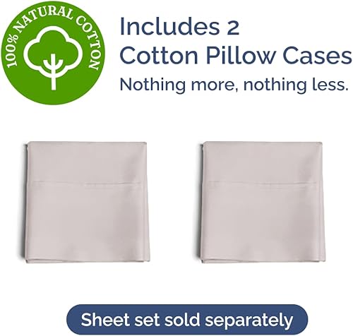 Miniatura 10 de Juego de 2 fundas de almohada 100 % algodón de 400 hilos, refrescantes, transpirables y suaves, extra suaves, algodón de 400 hilos, lavables a