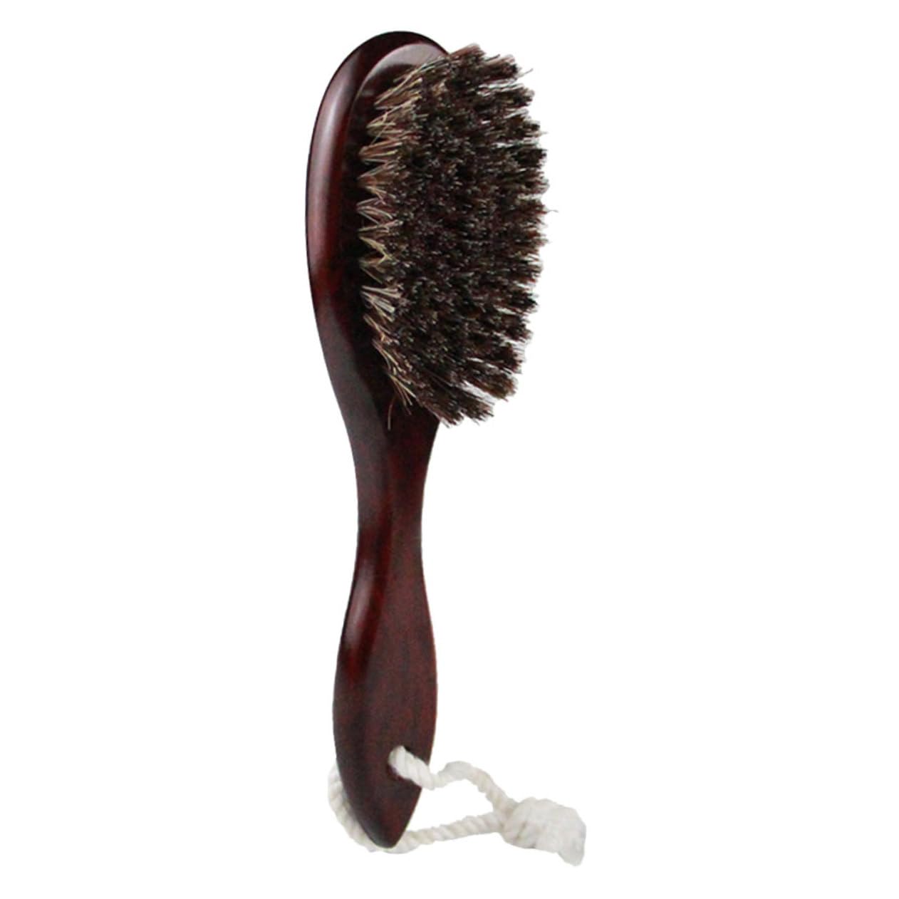 IWOWHERO Beard Mustache Shower Brush Dense Wool Bristle Hair Brush Curved Handle for Men Barber Shop Tool