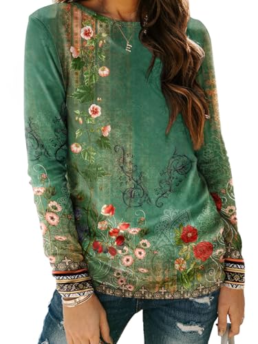 Image of AUTOMET Women's Long Sleeve Crewneck Shirts Casual Basic Tops