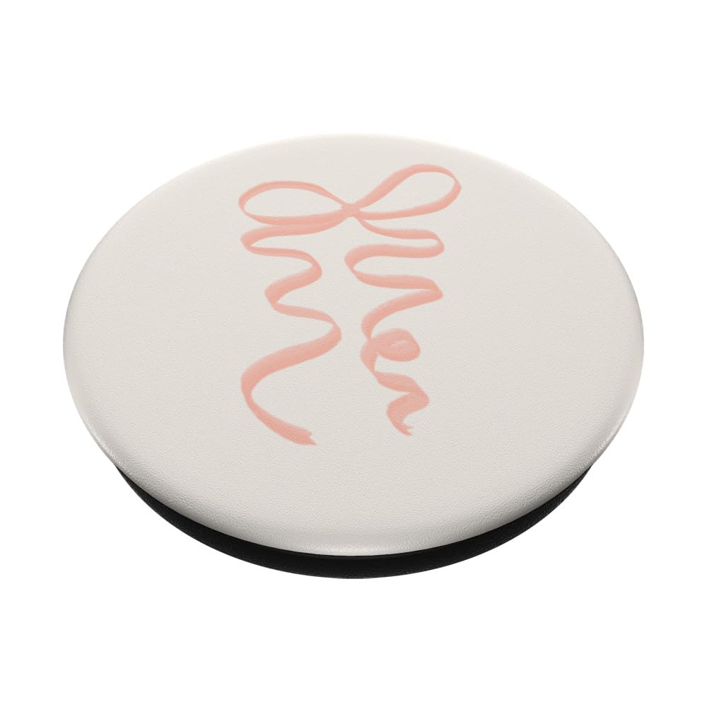 Coquette Peach Bow PopSockets Swappable PopGrip, Black - Image 2