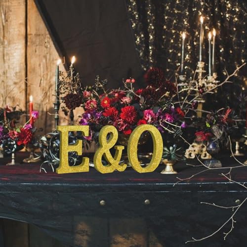 Image of TONIFUL 8 Inch Gold Glitter Letter O Table Centerpiece A-Z Gold Birthday Party Decorations,Gold Alphabet O for Birthday,Chrismas,Graduation,Bridal Shower,Wedding,Anniversary Party Supplies
