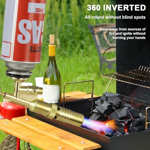 Image of HASTHIP Butane Gas Torch, Blow Torch Head for Soldering, Brazing, Heating | Metal Flame Thrower, Multipurpose Camping Gas Torch, Auto Ignition for Welding or Professional Work