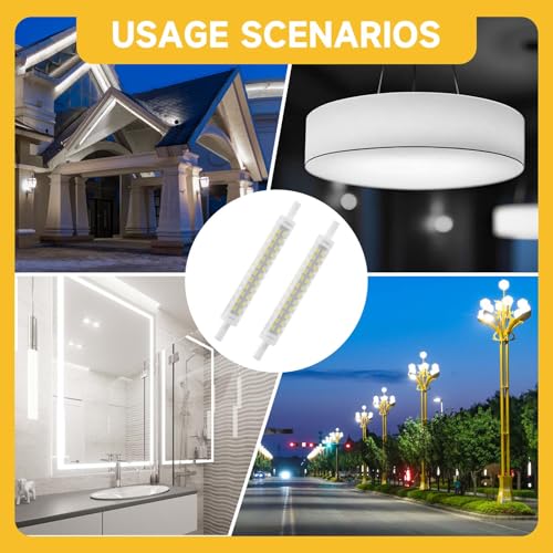 2PC R7S LED Bulb Dimmable 118mm 9W 6500k J118 Cool White Replacement Linear Light Halogen Lamp Equivalent Energy Saving Reflector Floodlight Security for Ceiling Uplighter Reading Lamp [Energy Class A - Image 4