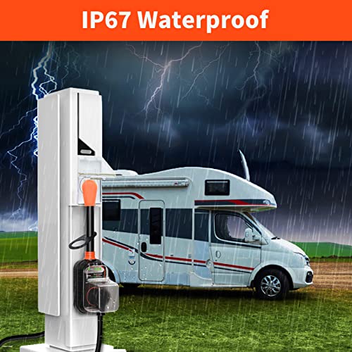 Image of EyGde 15 Amp to 30 Amp RV Adapter with Surge Protector - Upgraded NEMA 5-15P Male to TT-30R Female Plug, 15A to 50A RV Circuit Analyzer Power Protection with Waterproof Cover for 30Amp Camper Trailer