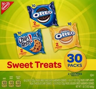 Nabisco Sweet Treats Cookie Variety Pack OREO, OREO Golden & CHIPS AHOY!, 30 Snack Packs (2 Cookies Per Pack) (Pack of 2)