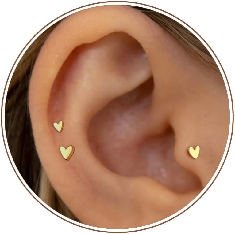 20G/18G/16G Titanium Flat Back Earrings, Threadless Nose Stud Tiny Stud Earrings, Cartilage Tragus Piercing Jewelry Conch Helix Stud