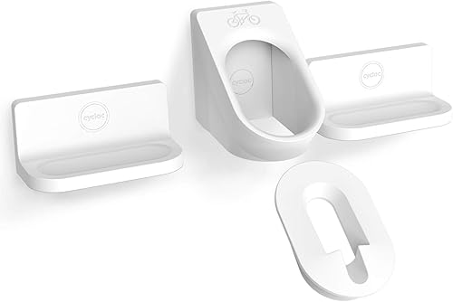 cycloc Super Hero - Soporte de montaje en pared para bicicletas, almacenamiento horizontal para pedales sin cliping, color blanco