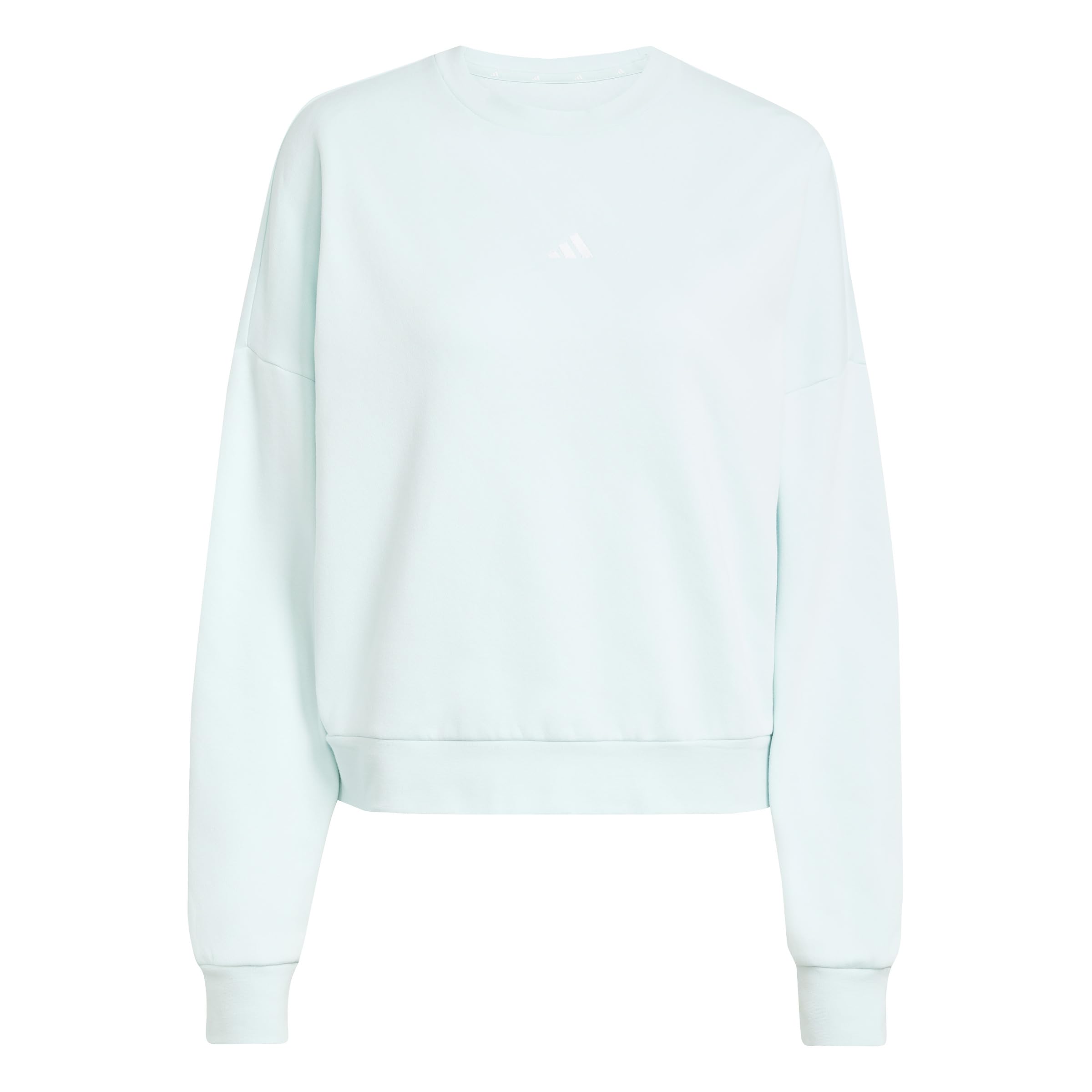 adidas Women's ESSENTIALS SMALL LOGO FEEL COZY RELAXED FIT SWEATSHIRT, halo mint/white, XXL