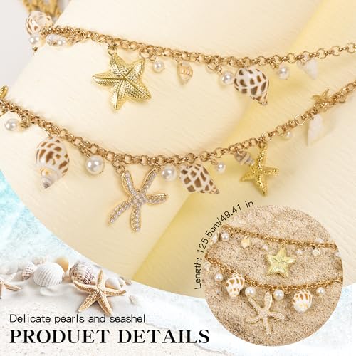 Women Mermaid Skirt Crochet Cover Up with Seashell Waist Chain Hollow Out Swimsuit Shell Beach Fishnet Skirt Bikini Wrap4