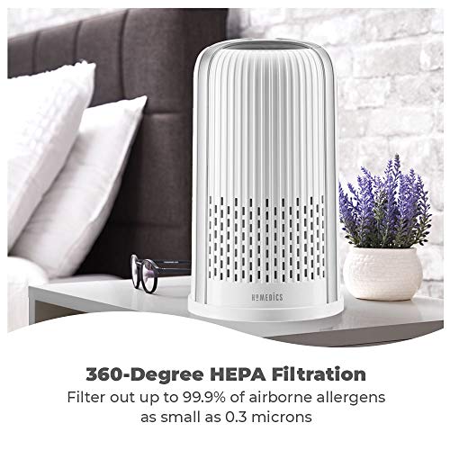 HoMedics Purificateur d’Air Filtres HEPA et Charbon Compact, Assainisseur d'air Portable pour purifier l'air de la maison, des odeurs et des bactéries Mode Nuit silencieux, Option Aromathérapie – Image 3