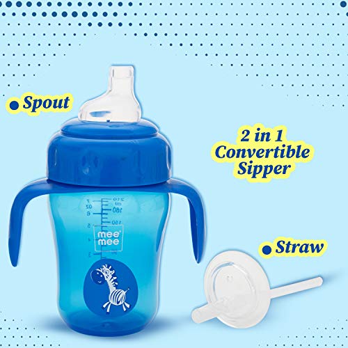 Mee-Mee-BPA-Free-2-in-1-Convertible-Sipper-Cup-for-BabiesToddlersKids-with-Soft-Spout-StrawAnti-LeakDetachable-Handle-210-ml-Blue