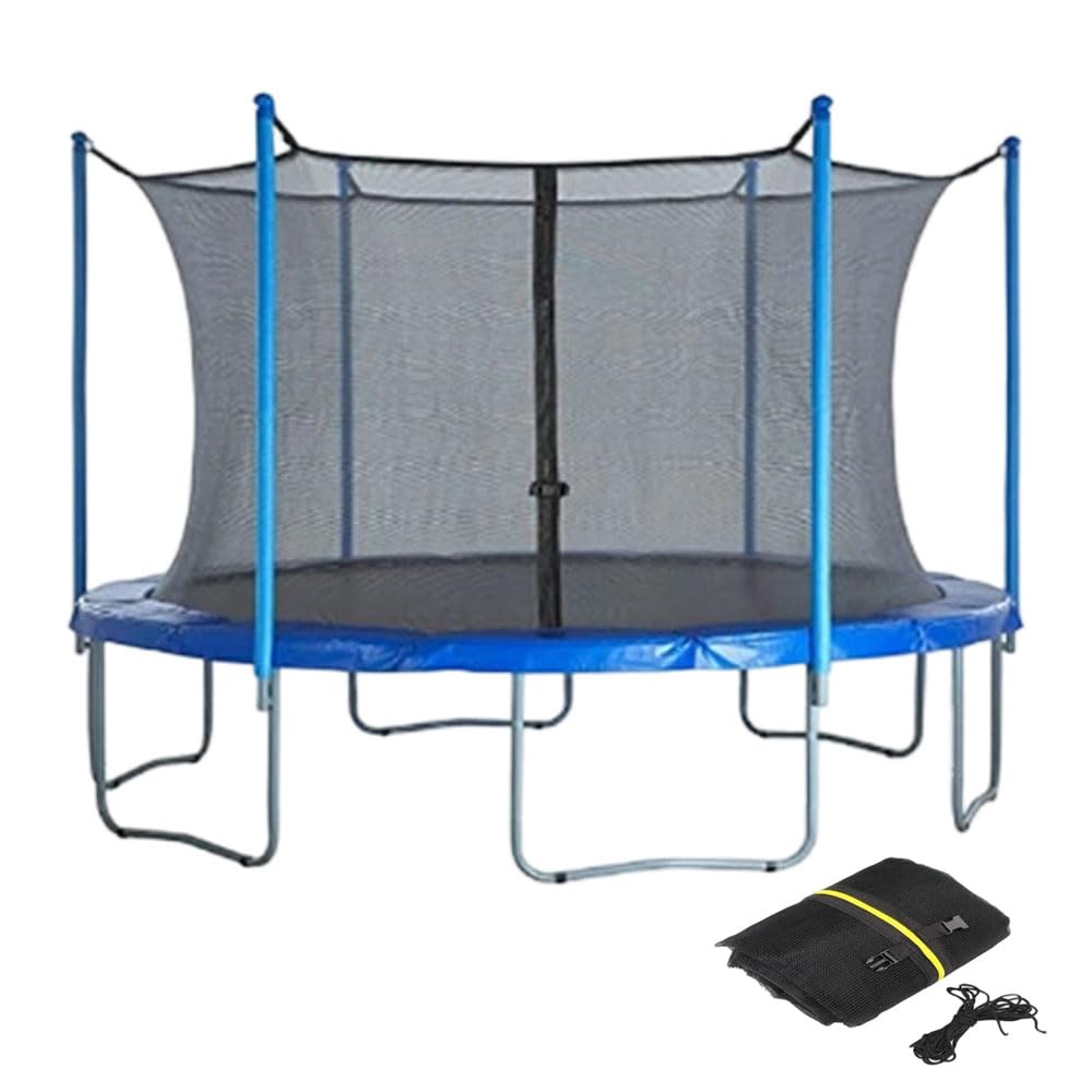 Trampolin Netz 305 6 Stangen, Trampolin Sicherheitsnetz für Gartentrampoline, Ersatznetz Tampolin innenliegend Netz mit Reißverschluss und Schnallen, Netzhöhe 180 cm