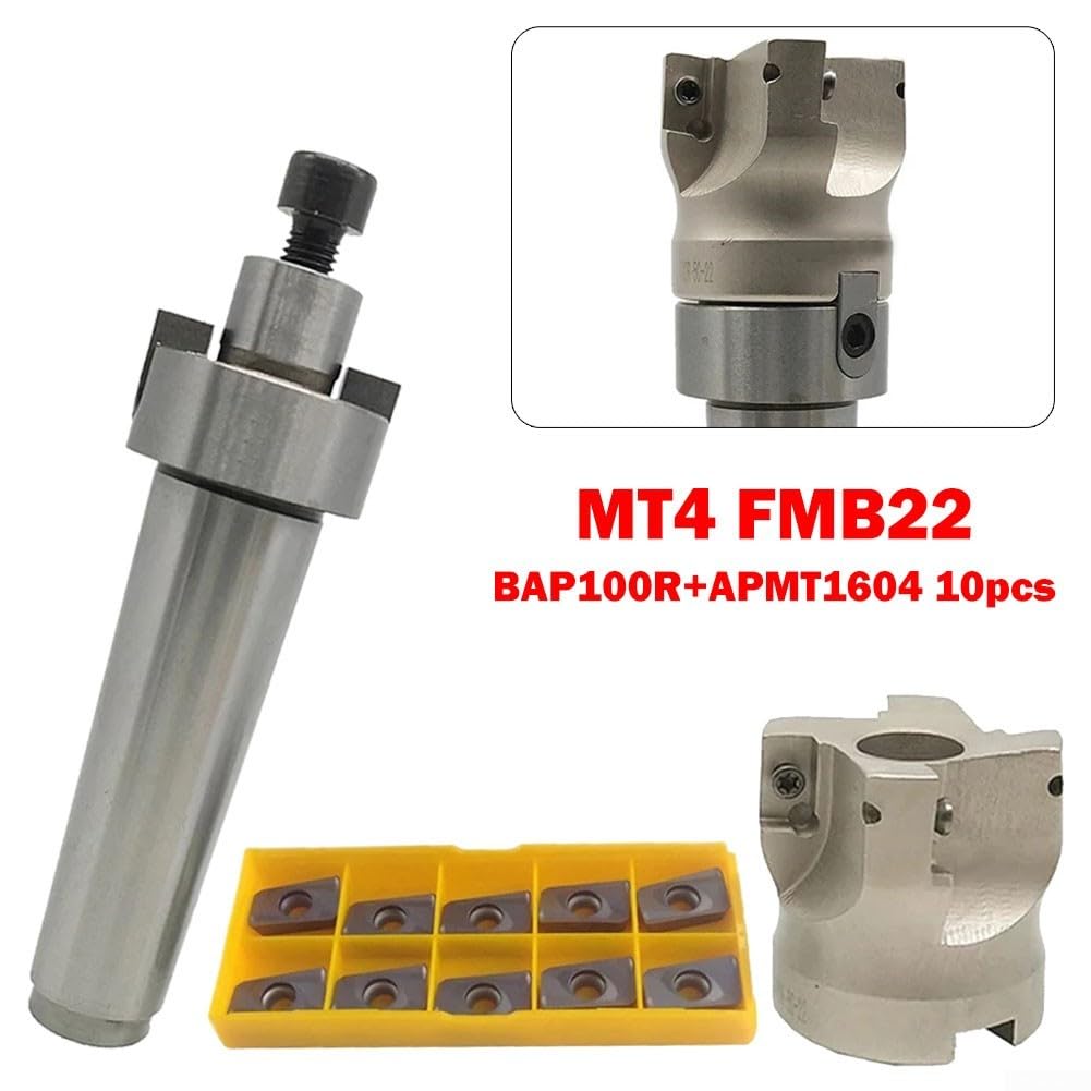 MT4 FMB22 Schaft, 50 mm CNC-Schaftfräser mit APMT1604 Hartmetalleinsätzen, für Schwerlastfräsen von Stahlwerkstoffen