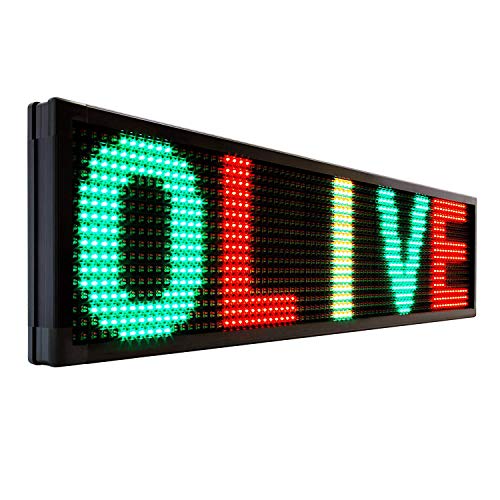 OLIVE LED Sign 3Color RGY, P20, 15"x66" PC Programmable Scrolling Outdoor Message Display Signs EMC - Industrial Grade Business Ad Machine.