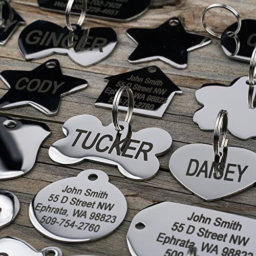 Gotags Stainless Steel Pet Id Tags, Personalized Dog Tags And Cat Tags, Up To 8 Lines Of Custom Text, Engraved On Both Sides, In Bone, Round, Heart, Bow Tie And More #TOP5