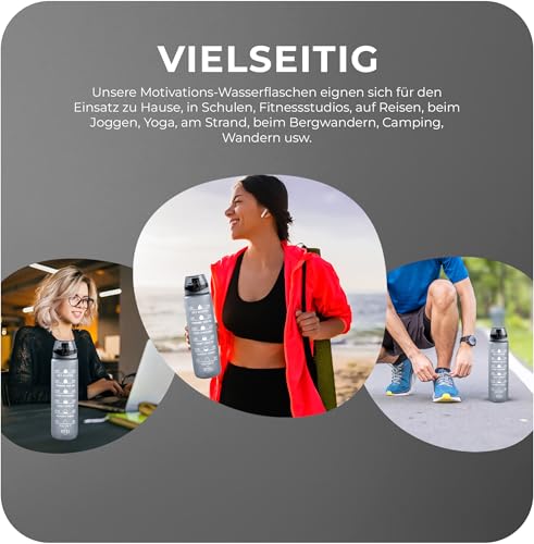 Roe Tenpo Trinkflasche 1L, Tritan Sport wasserflasche mit Spülmaschinenfest, BPA-frei, auslaufsicher, gut zum Laufen, Radfahren, Fitnessstudio, Yoga, Camping und Outdoor