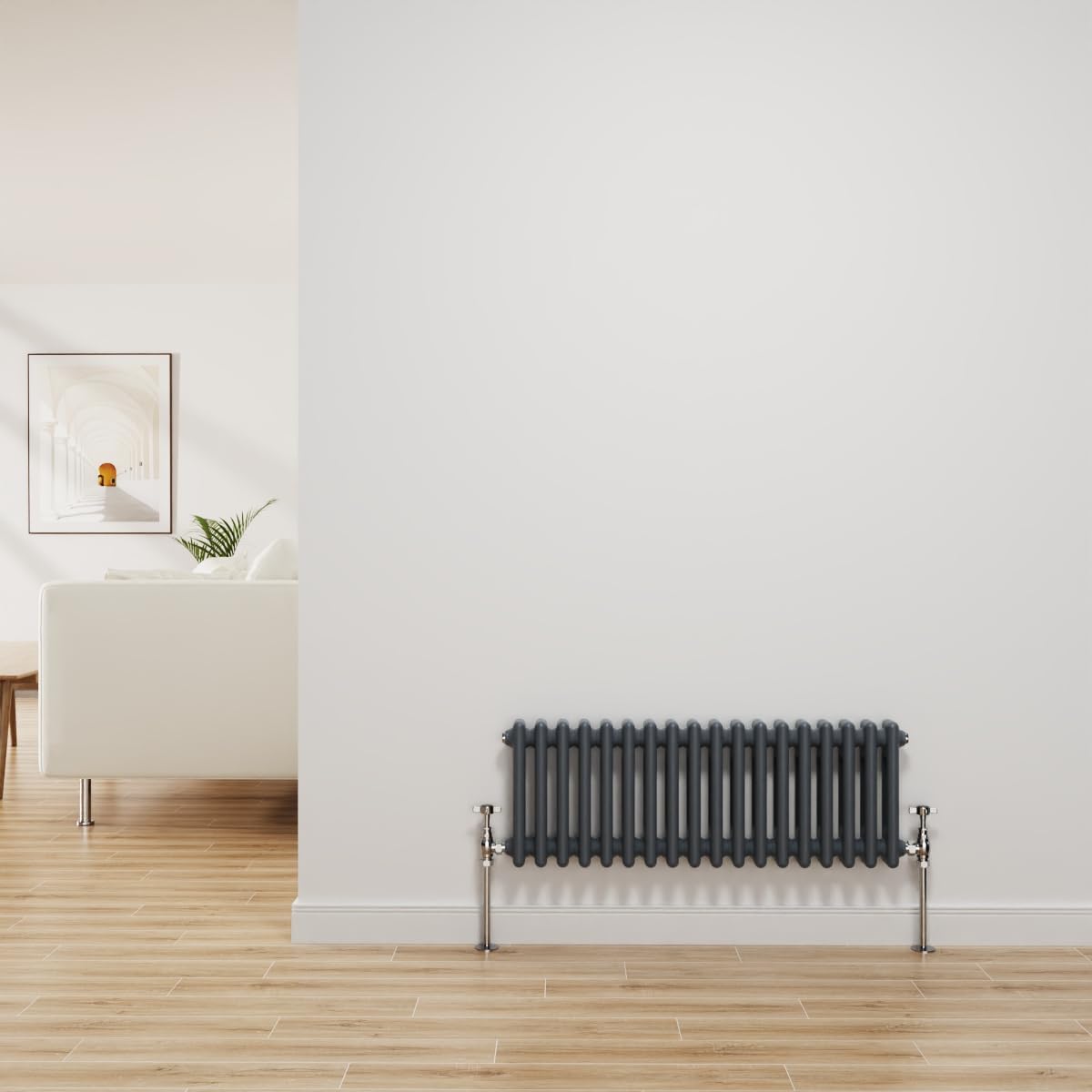 Nrg Anthracite Traditional Radiator Cast Iron 2 Column Horizontal Central Heating Bathroom Radiators 300X830mm