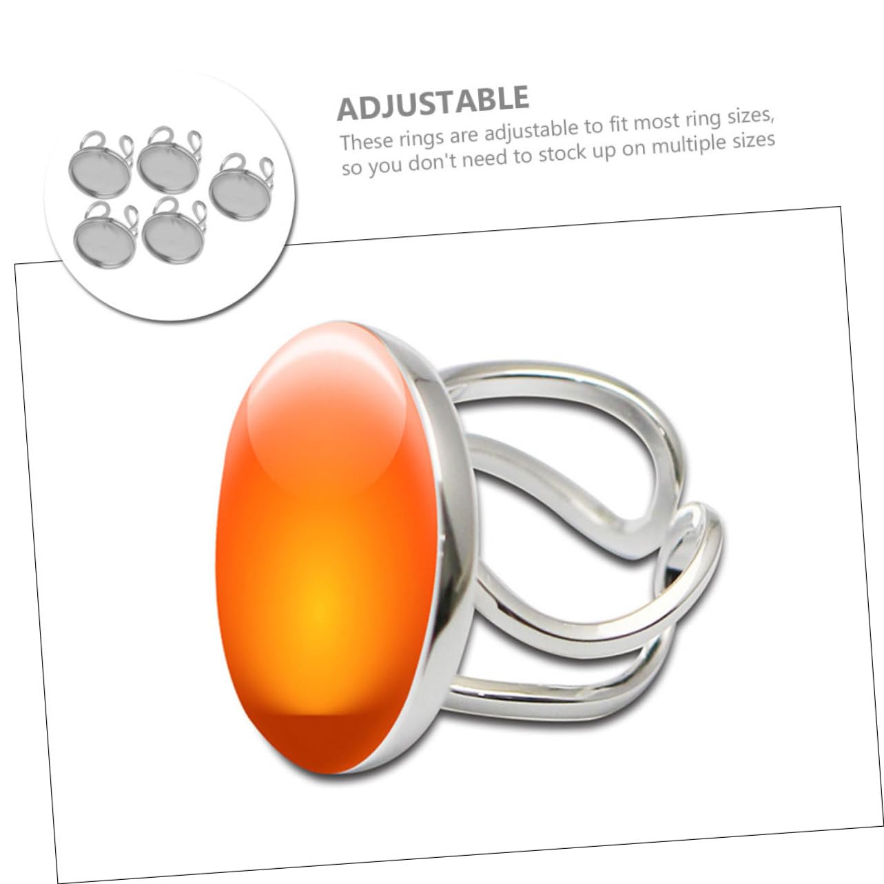 jojofuny 5 Ensembles Anneaux Vides Réglables Acier Inoxydable Pour Diy Accessoires De Fabrication Pour Événements Réunions 5 Pièces * 5