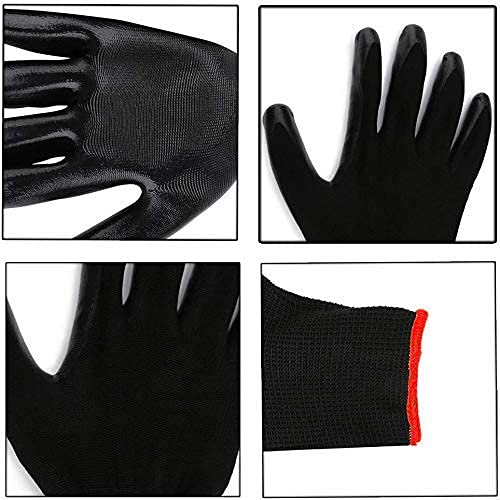 Image of AxisGrip Multipurpose Nylon Anti Cut PU Nitrile Coating Work Safety Gloves Black Pair 2