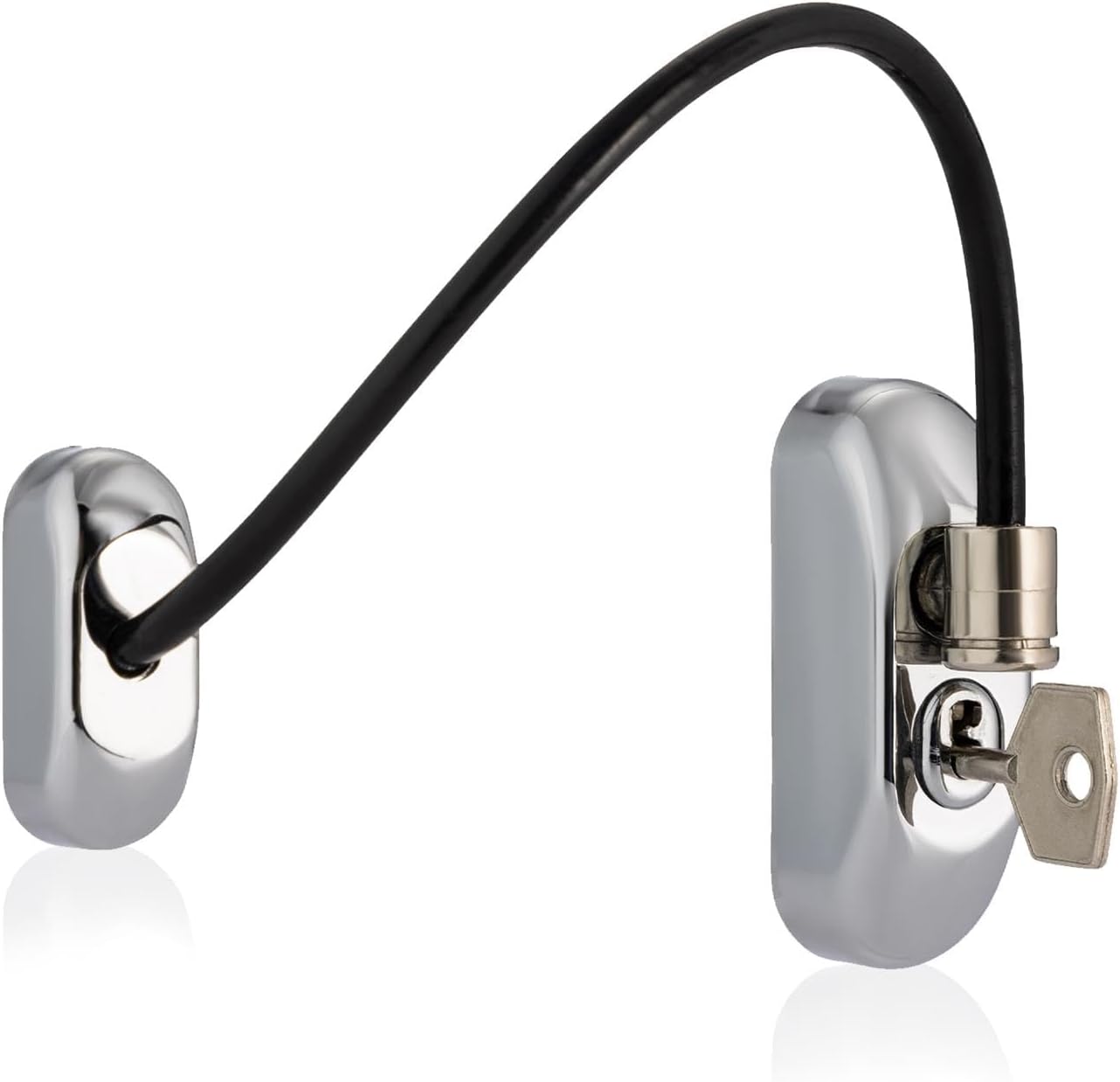 XFORT Viper Key Locking Cable Window Restrictor in Polished Chrome, Durable Window Safety Lock for Child Safety and Window Security