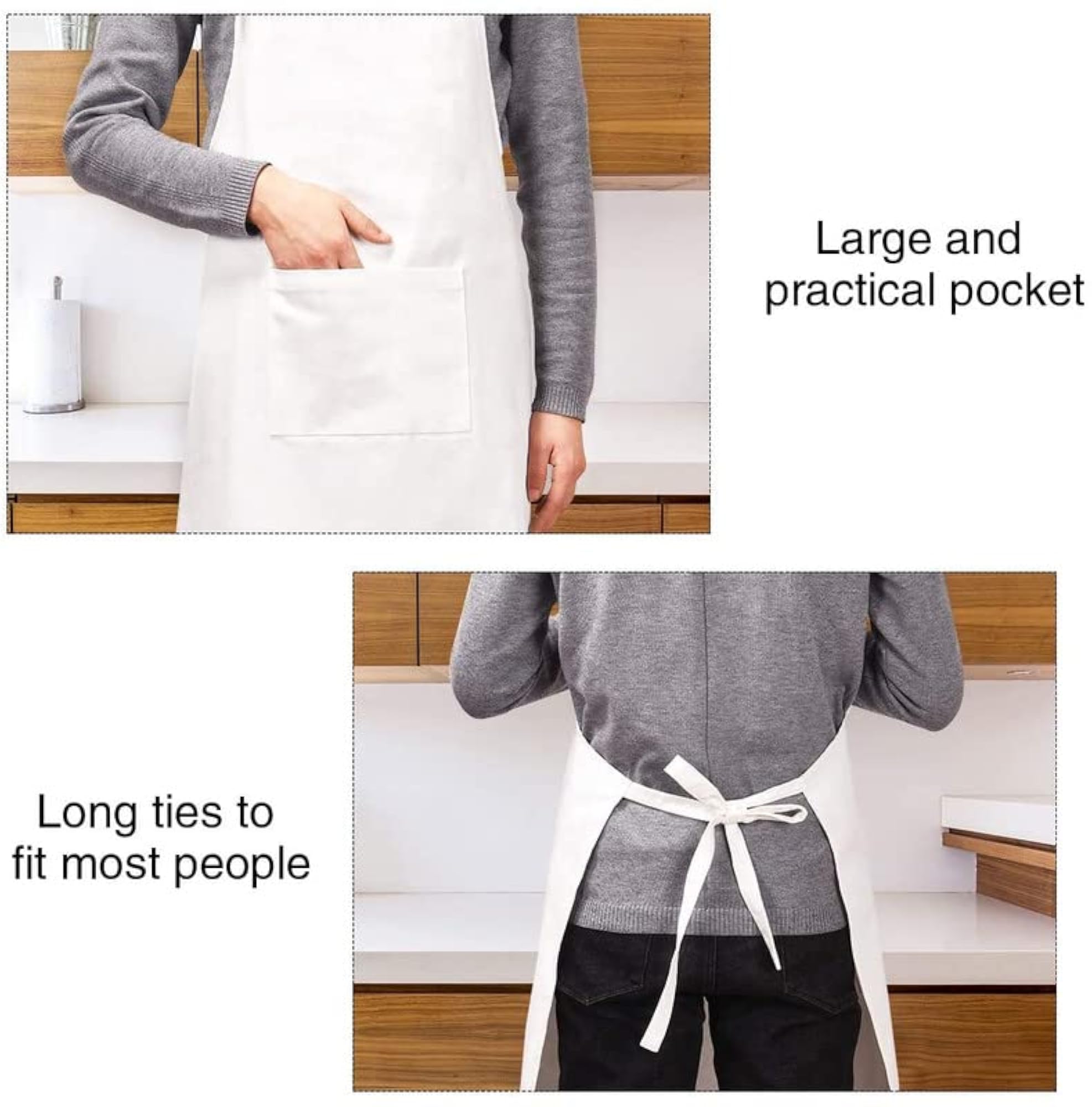 Long Length Apron/Cotton Kitchen Apron/Adjustable Unisex Kitchen Apron