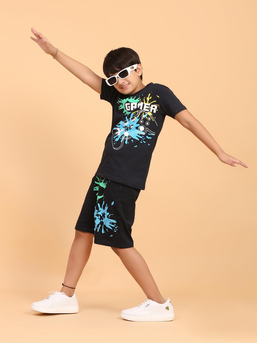 Ninos Dreams Boys Cotton T-shirt & Shorts Coord set (10-12 years, Navy Blue) - Image 4 thumbnail