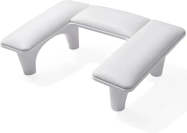 White U-Shaped Nail Armrest - Ergonomic Microfiber Hand Rest for Salon & Home