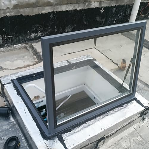 MLYAYE Trampilla de Suelo Claraboya Grande de 61 x 61 cm, 61 x 91 cm, 76 x 91 cm, Ventana de Techo Transparente - Villa, Loft, ático, solárium, Ventana de Techo(28' Lx34 W)