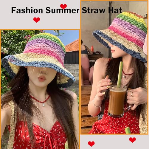 Sombrero tipo bucket de paja para mujer miniatura 3