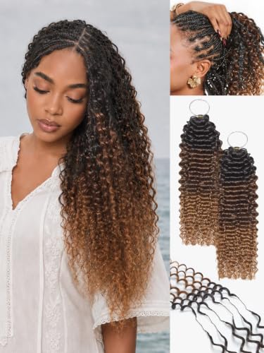 LUVME Deep Wave Miracle Knots Crochet Human Hair, 22 Inch 111g About 80 Strands, Pre-Separated Feather Crochet Hair for Black Women, Balayage Brown, Lightweight Protective Style