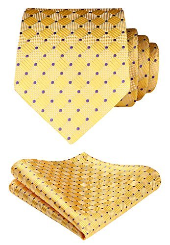 HISDERN Ties for Men - 63 inch Extra Long Necktie and Handkerchief Wedding Tie and Pocket Square Set For Party Business Funeral