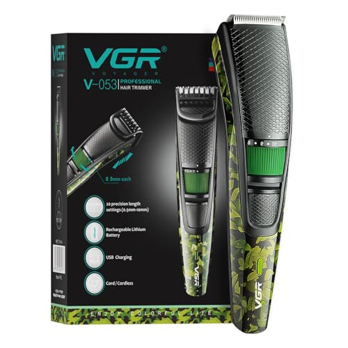 VGR V-053 Professional Cordless Hair Trimmer for Men | LED Indicator | 20 Length Settings | 90 min Runtime | Stainless Steel Blades | Lithium-ion Battery | All-in-One Grooming (Multicolor)