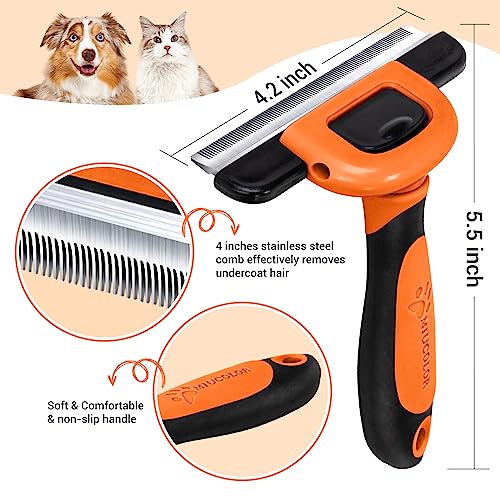 Image of MIU COLOR Pet Grooming Brush, Deshedding Tool for Dogs & Cats, Orange | Effectively Reduces Shedding by up to 95%,Safe and Comfortable for Short Medium and Long Pet Hair