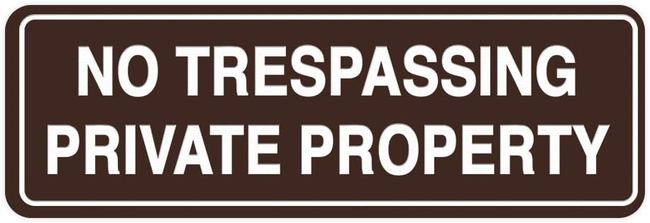 Standard No Trespassing Private Property Sign - Dark Brown - Small