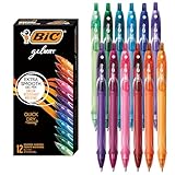 BIC Gelocity Quick Dry Assorted Colors Gel Pens, Medium Point (0.7mm), 12-Count Pack, Retractable Gel Pens With Comfortable Full Grip