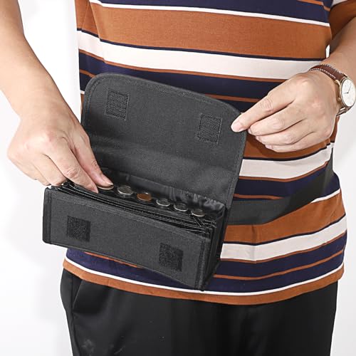 BSTKEY Euro Coin Holder Coin Dispenser, Fanny Pack with Banknote Waiters Purse Coin Sorter Coin Organizer, Black Coin Storage Bag with Belt for Waitress Server Collector Cashier Change - Thumbnail 5