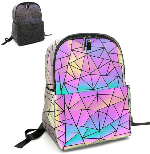 CAFINY Portefeuille géométrique pour femmes Portefeuilles et sacs à main géométriques lumineux Sacs géométriques et sac à bandoulière holographique, Sacs à dos, L, Contemporain