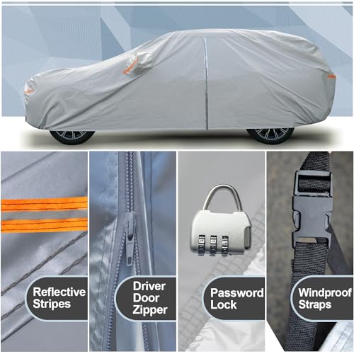 Image of Kayme SUV Car Cover Waterproof All Weather with Lock and Zipper, Outdoor Sun Uv Rain Protection, Fit Audi q3, BMW X1, Honda hrv, Hyundai Tucson Etc (Up to 180 Inch) H11