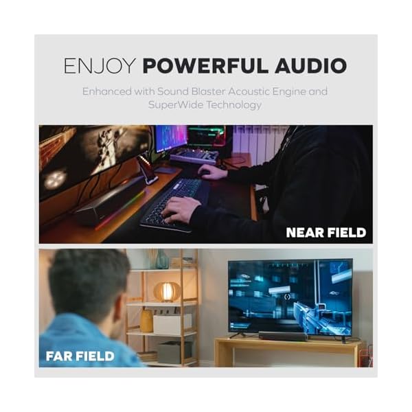 CREATIVE Sound Blaster GS5 RGB Gaming Soundbar with SuperWide technology, Powered via Adapter, Up to 60W Peak Power, Bluetooth 5.4, Optical-in, Headphone-out port, For PC and TV - Image 4